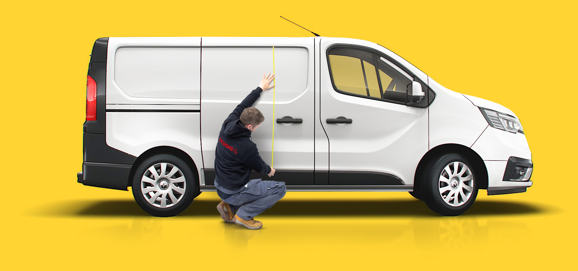 Designs employee measuring van.