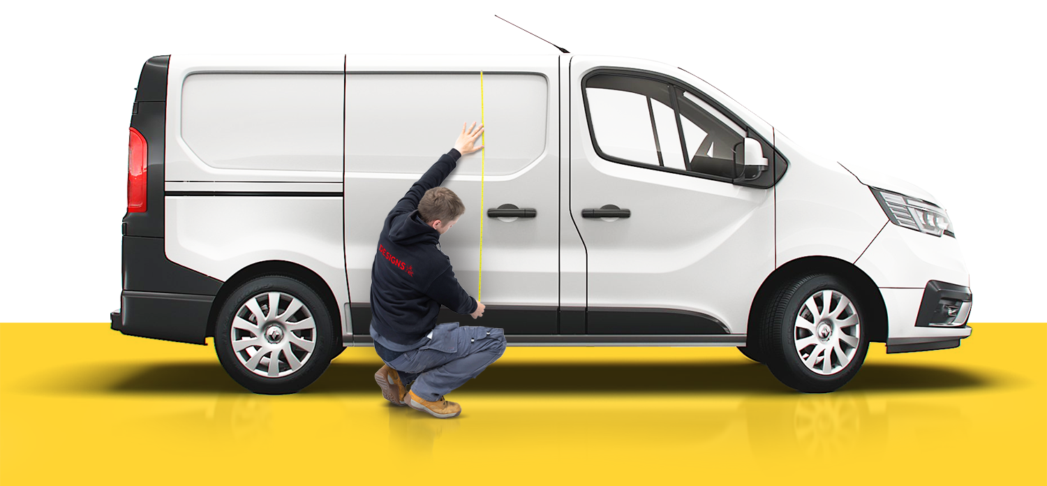 Designs employee measuring van.